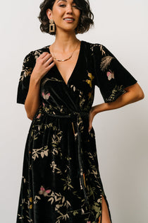 Uma Velvet Maxi Dress, Clove + Amber Floral